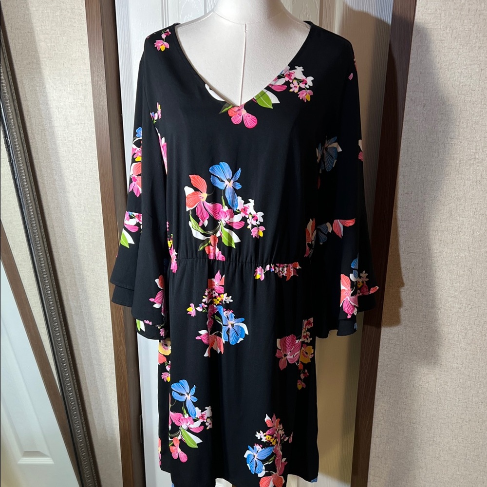 a new day Black Floral Midi Dress